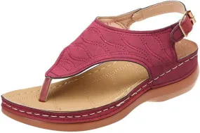 Lausiuoe Orthopedic Sandals For Women Arch Support Dressy Wedge Heel Slip On Open Toe Summer Shoes Orthotic Slides Flip Flops