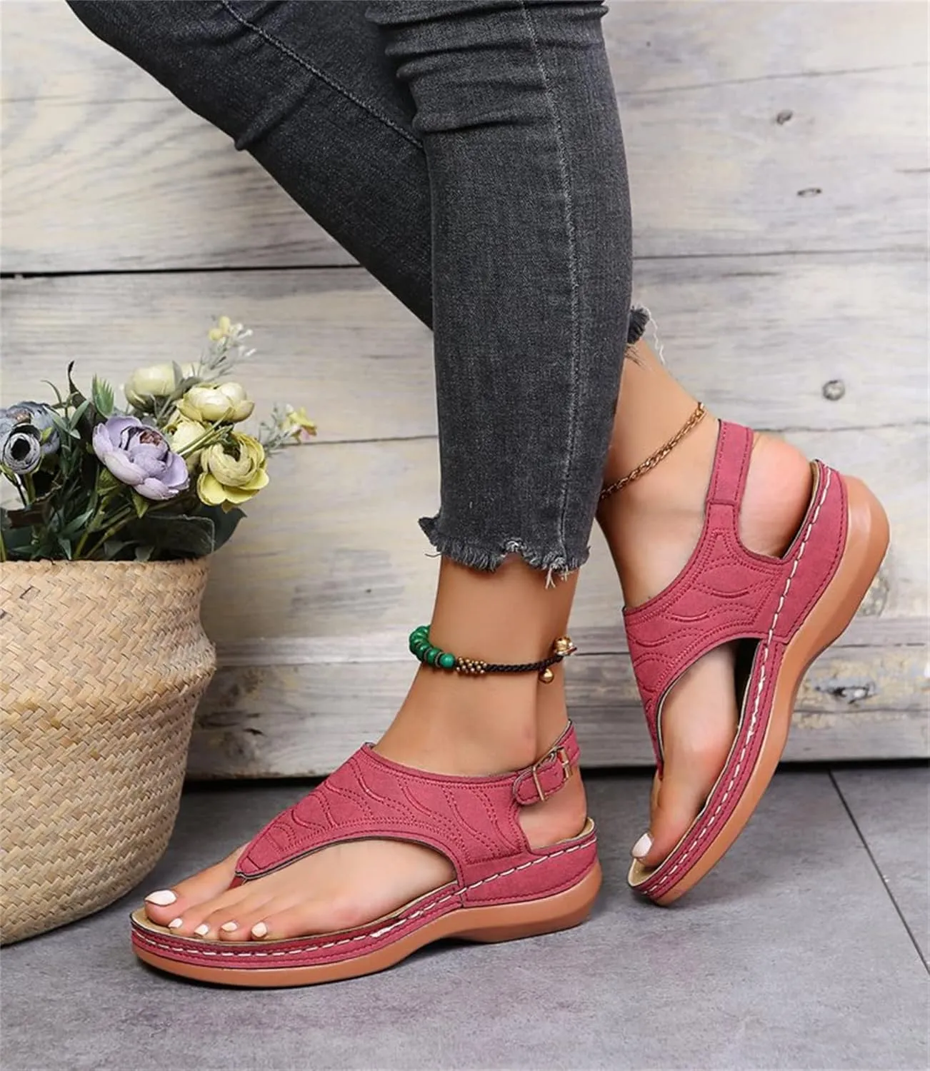 Lausiuoe Orthopedic Sandals For Women Arch Support Dressy Wedge Heel Slip On Open Toe Summer Shoes Orthotic Slides Flip Flops