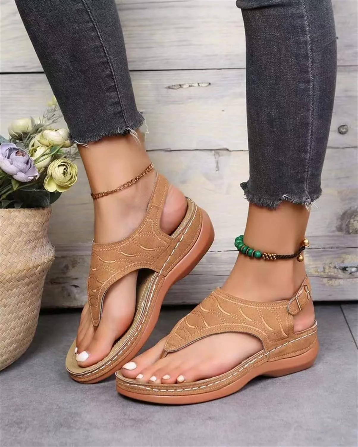 Lausiuoe Orthopedic Sandals For Women Arch Support Dressy Wedge Heel Slip On Open Toe Summer Shoes Orthotic Slides Flip Flops