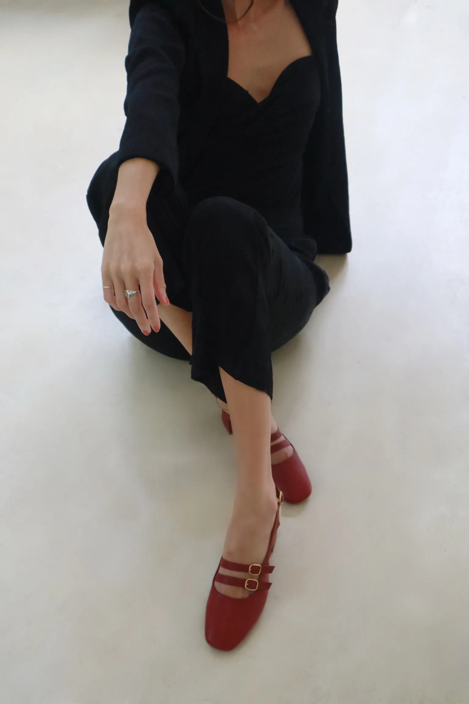 Marie mary janes in red leather womens shoes