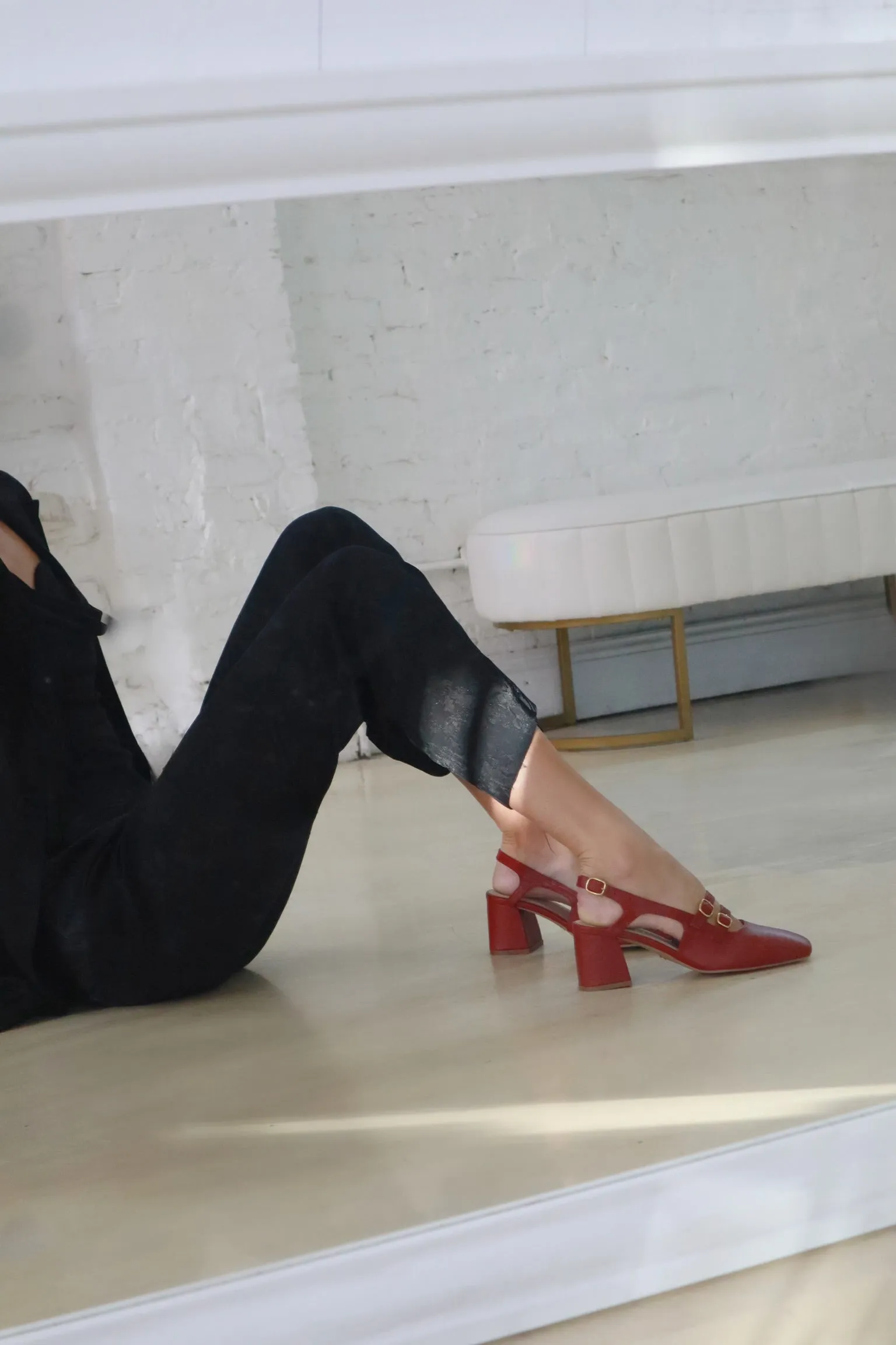 Marie mary janes in red leather womens shoes