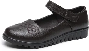 MEMON Women's Mary Jane Flats,Comfort Casual Slip On Loafers,Black Round Toe Low Heel Walking Shoes