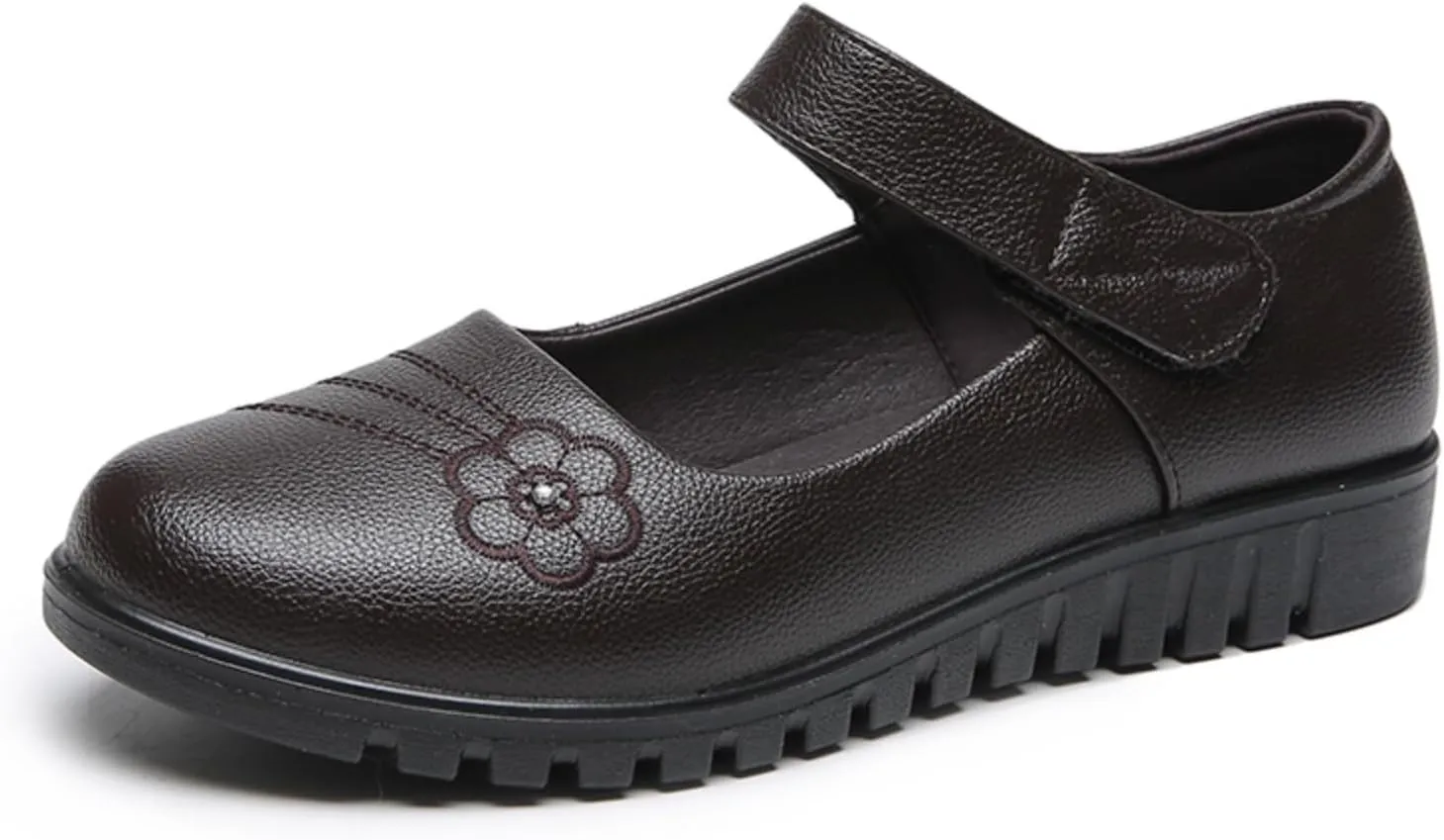 MEMON Women's Mary Jane Flats,Comfort Casual Slip On Loafers,Black Round Toe Low Heel Walking Shoes