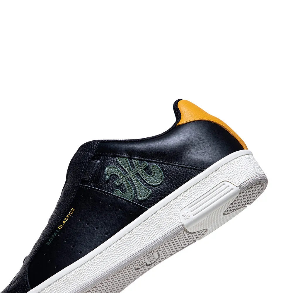 Men's Icon OG Black Green Orange Logo Leather Sneakers 01933-924