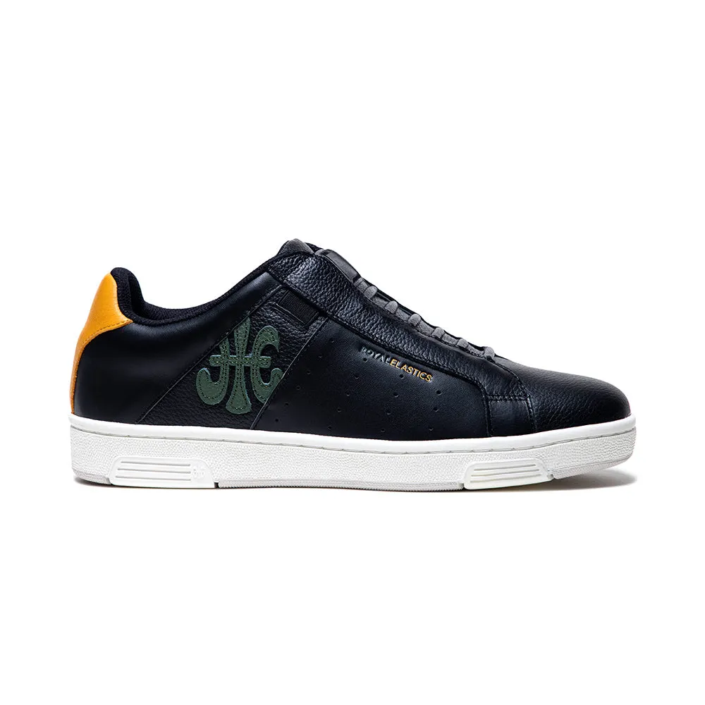 Men's Icon OG Black Green Orange Logo Leather Sneakers 01933-924