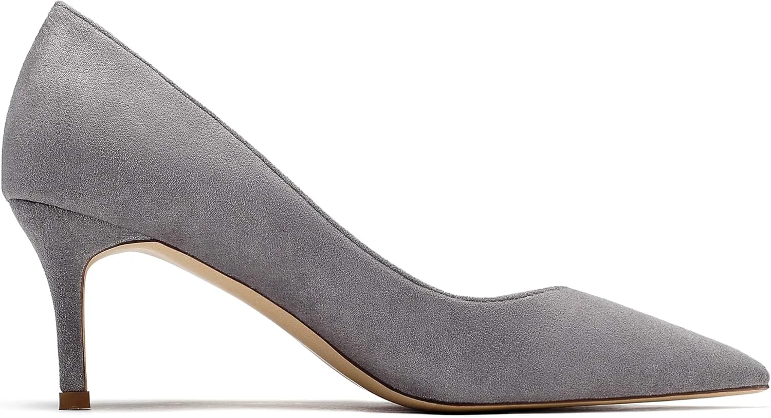 Mettesally Women's Kitten Heels Pointed Toe Suede Pumps Mid Heel Comfortable Slip On Party Dress Shoes
