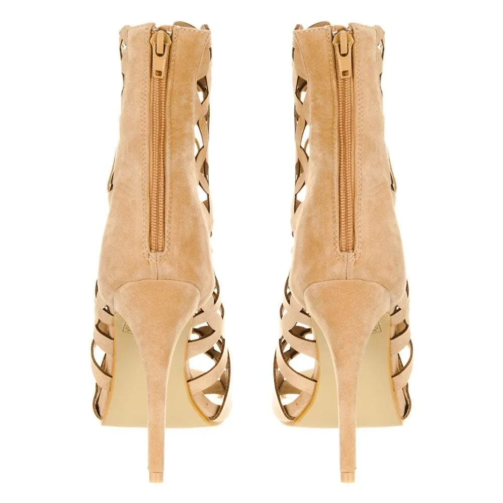 Mia Ladies Laser Cut High Stiletto Heel Lace Up Ghillie Shoes