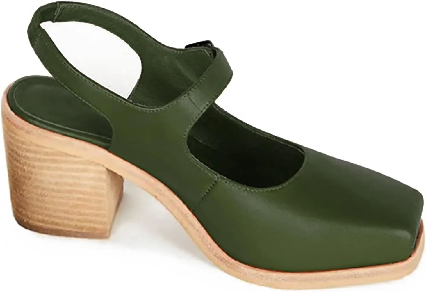 MOOMMO Women Block High Heel Slingback Mary Jane Pumps Platform Square Toe Ankle Buckle Strap Closed Toe Sandals 3 Inch Stacked Chunky Heel Dress Pumps Matte Vintage Comfy Office Daily 4-11 M US