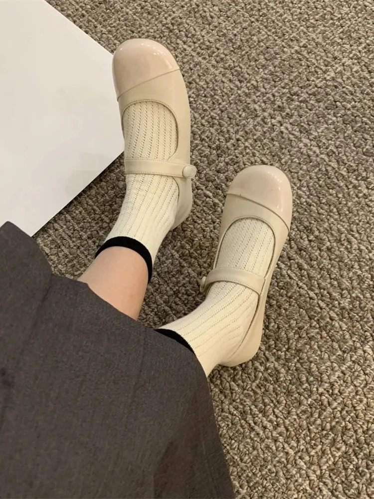 MQTIME  -  Solid Vintage Sweet Mary Janes Shoes Women Shallow Causal Elegant Flat Shoes Ladies Outdoor Retro Round Toe Chic Shoes Summer