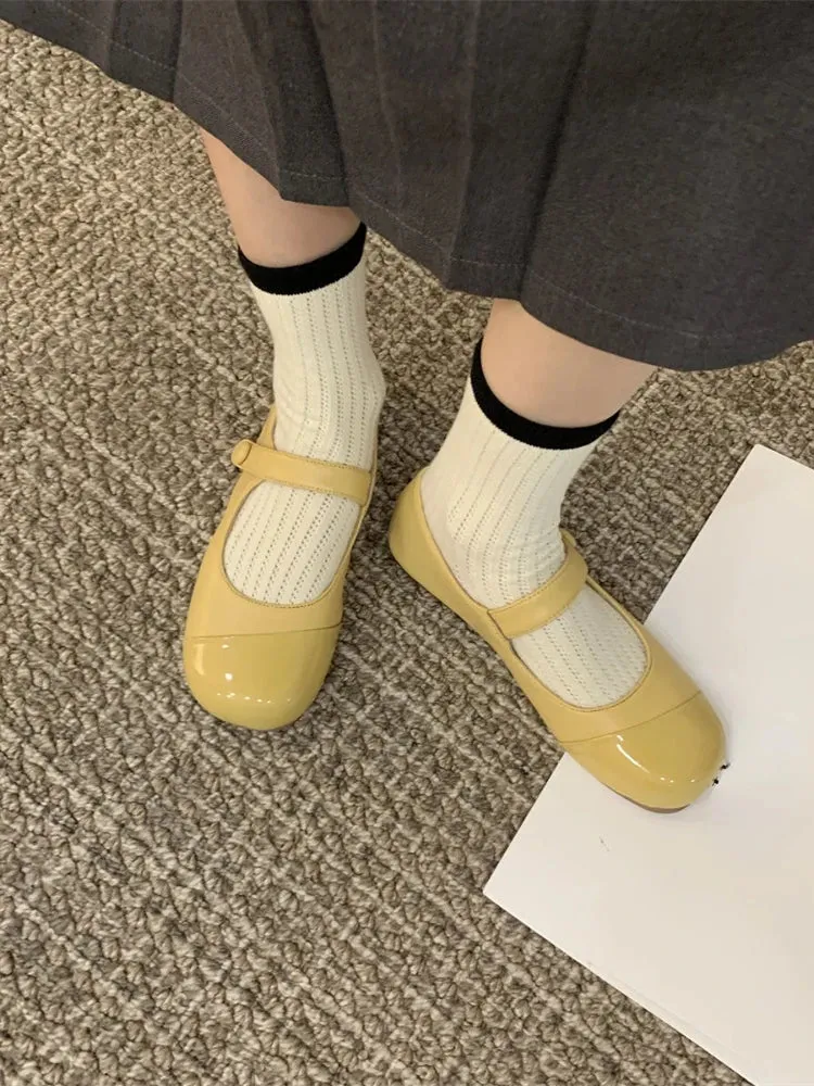 MQTIME  -  Solid Vintage Sweet Mary Janes Shoes Women Shallow Causal Elegant Flat Shoes Ladies Outdoor Retro Round Toe Chic Shoes Summer