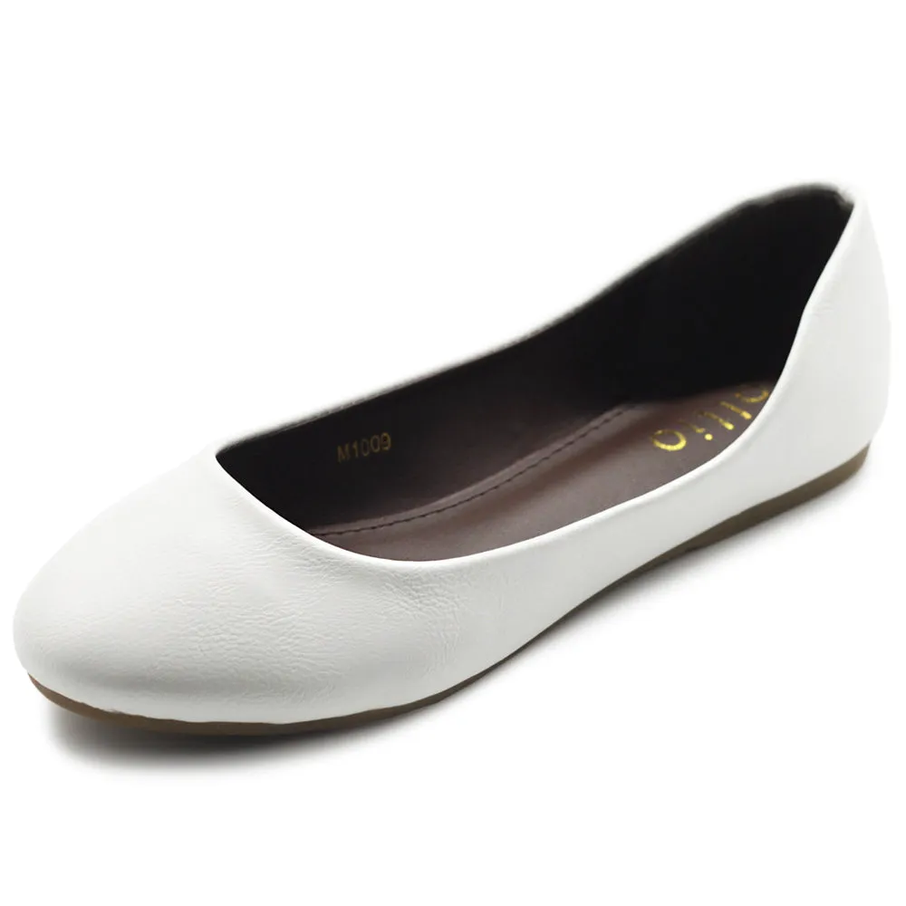 Ollio Women's Shoe Ballet Basic Light Comfort Low Heel Flat