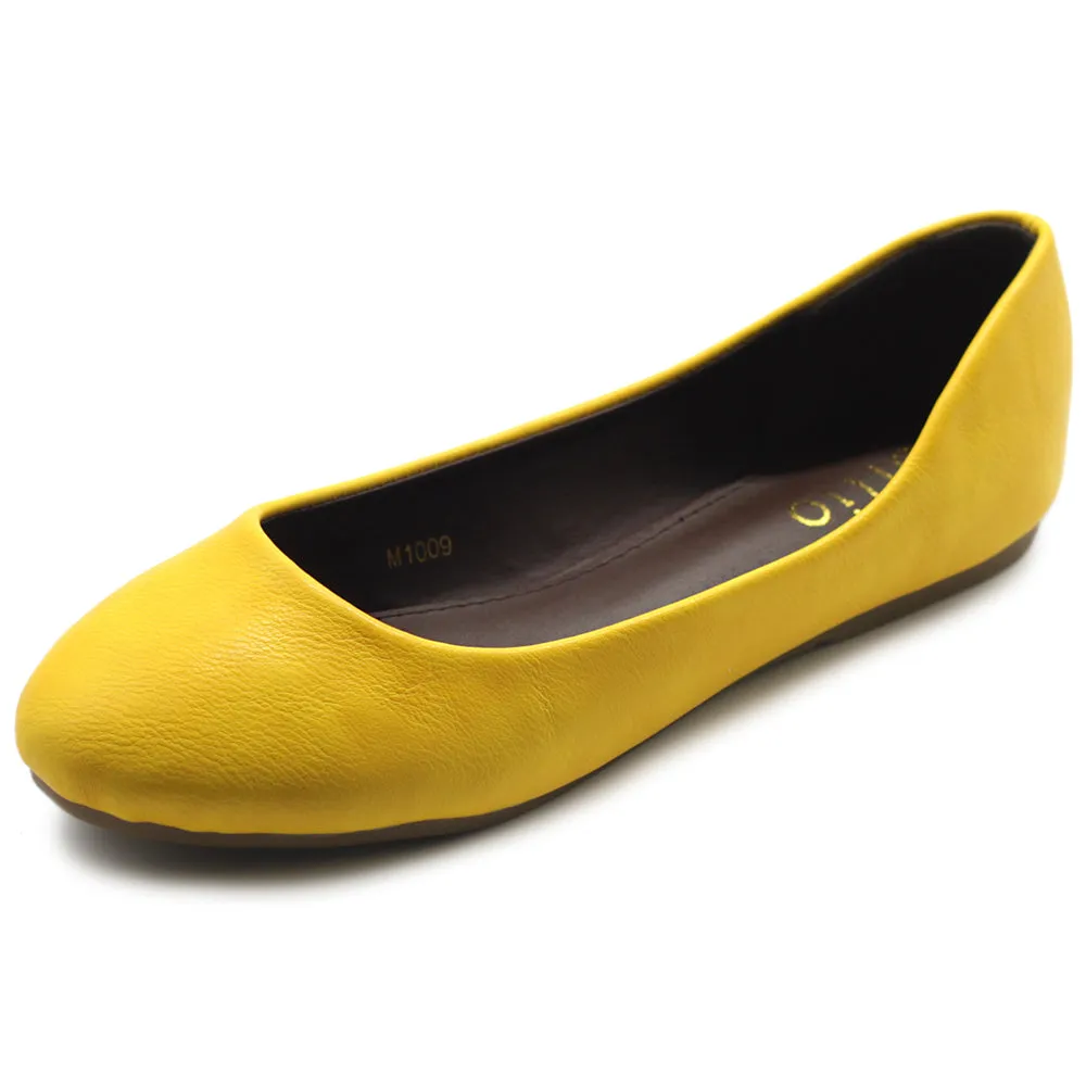 Ollio Women's Shoe Ballet Basic Light Comfort Low Heel Flat