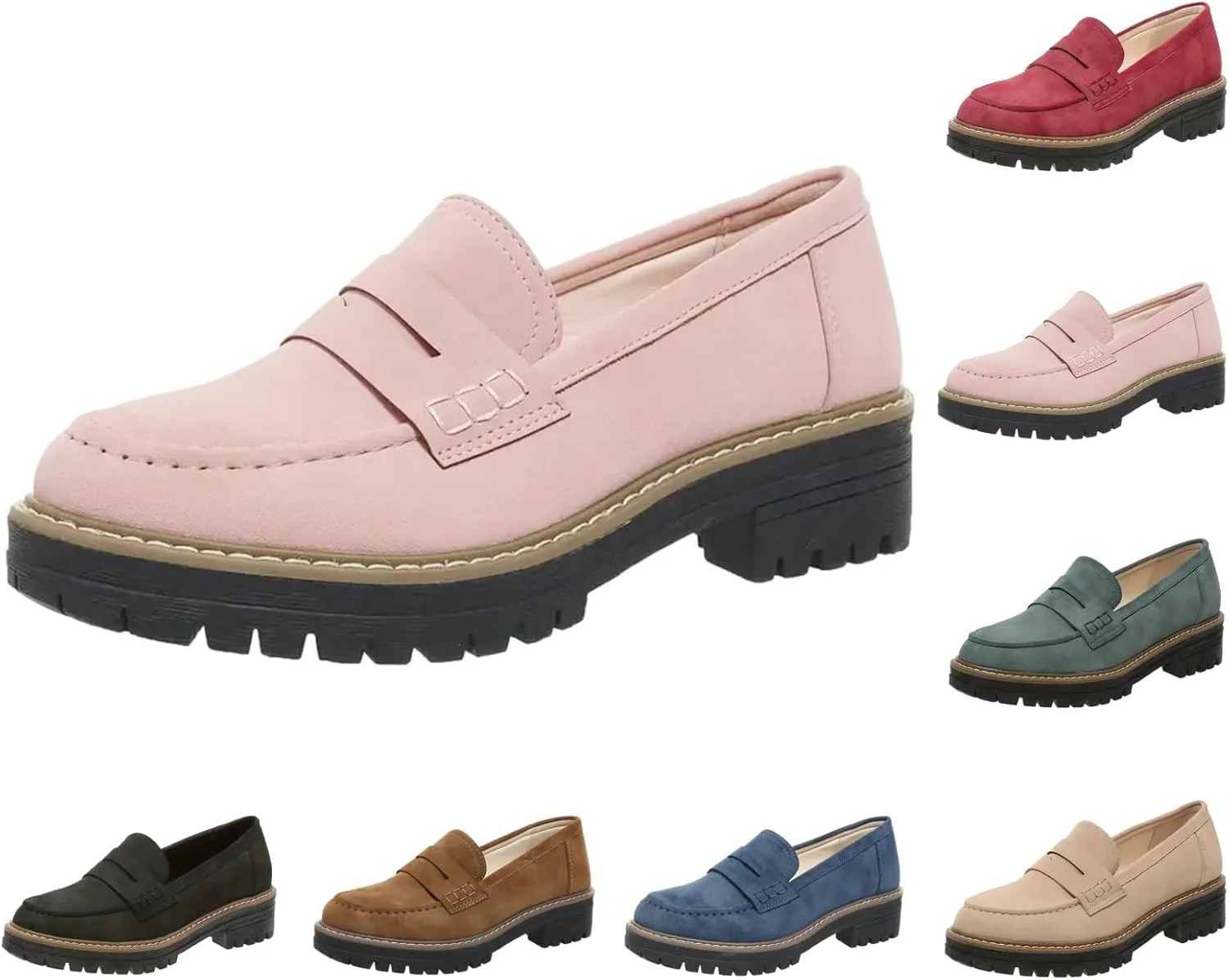 Orthoture-Orthopedic Platform Loafers Loafers Chunky Heel Slip-on Round Toe Comfort Loafer Platform Lightweight Loafers