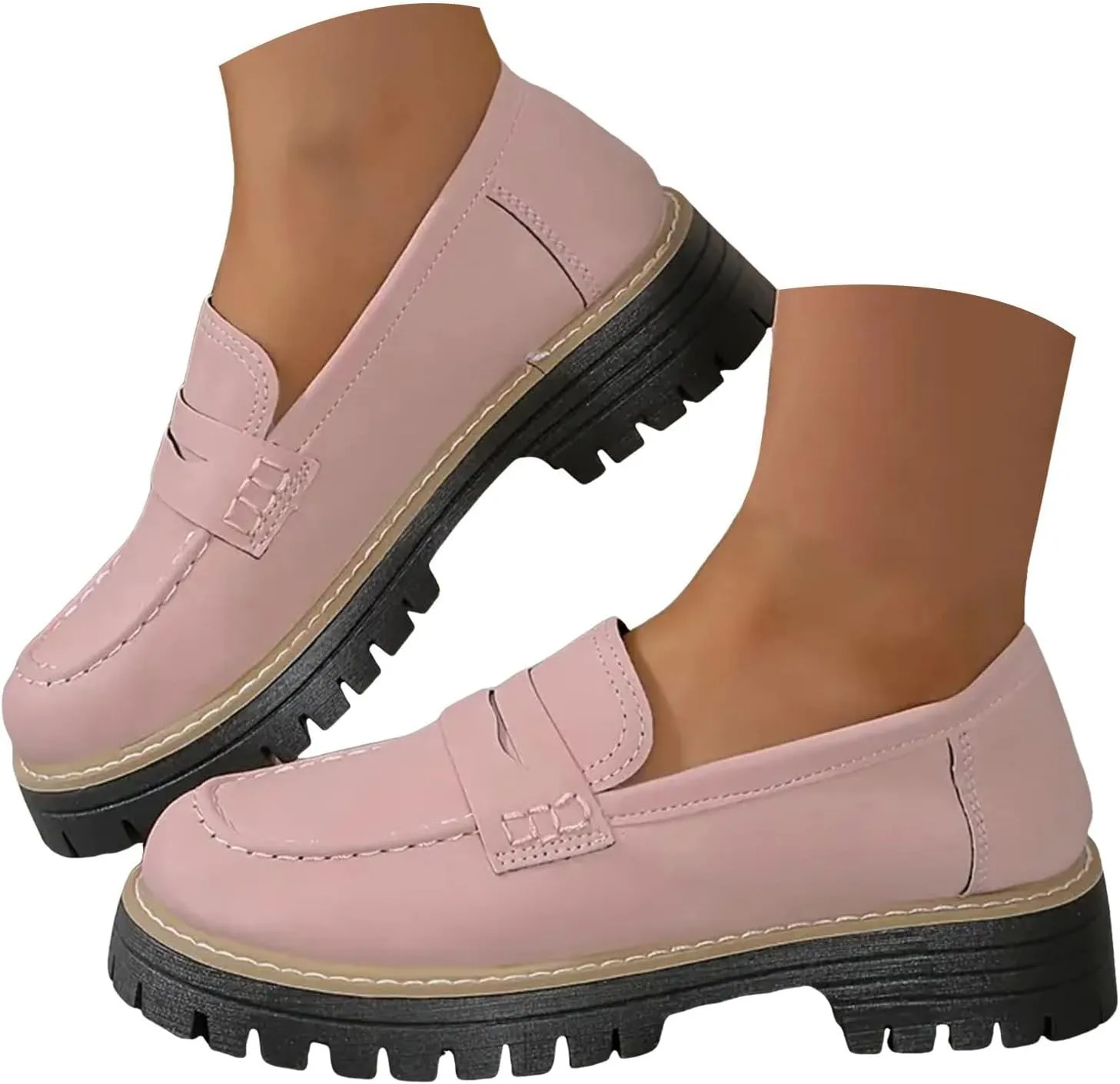 Orthoture-Orthopedic Platform Loafers Loafers Chunky Heel Slip-on Round Toe Comfort Loafer Platform Lightweight Loafers