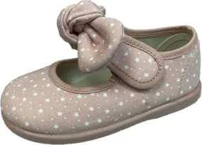 Printed stars Antique pink mary jane with removable bow