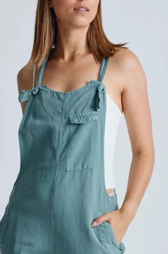 Retro-Blue Mary-Lou Pocket Dungaree - GOTS Certified Organic Cotton and Linen