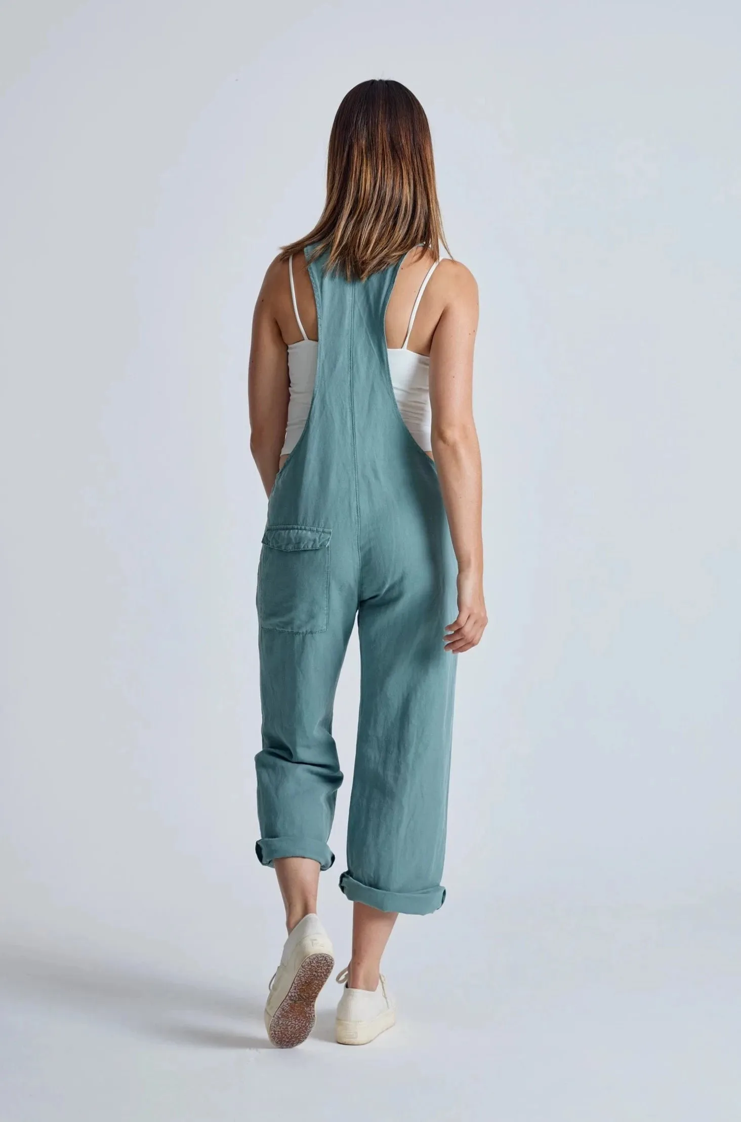 Retro-Blue Mary-Lou Pocket Dungaree - GOTS Certified Organic Cotton and Linen