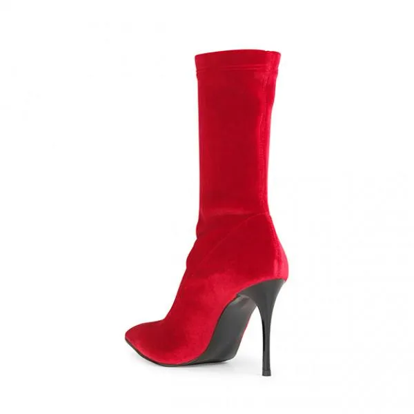 Rosso Velour Boots