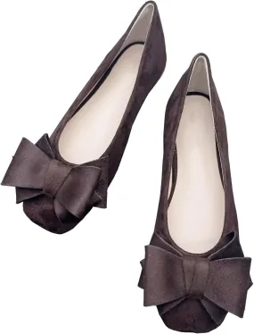 Stunner Womens Bowknot Ballet Flats Square Toe Casual Flats Comfortable Velvet Flats Slip On Work Flats