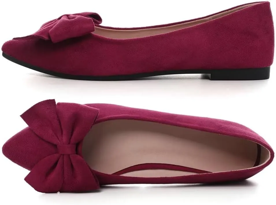 Stunner Womens Flats Fashion Pointed Toe Bowknot Ballet Flats Cute Slip On Dress Flats Comfortable Party Wedding Flats