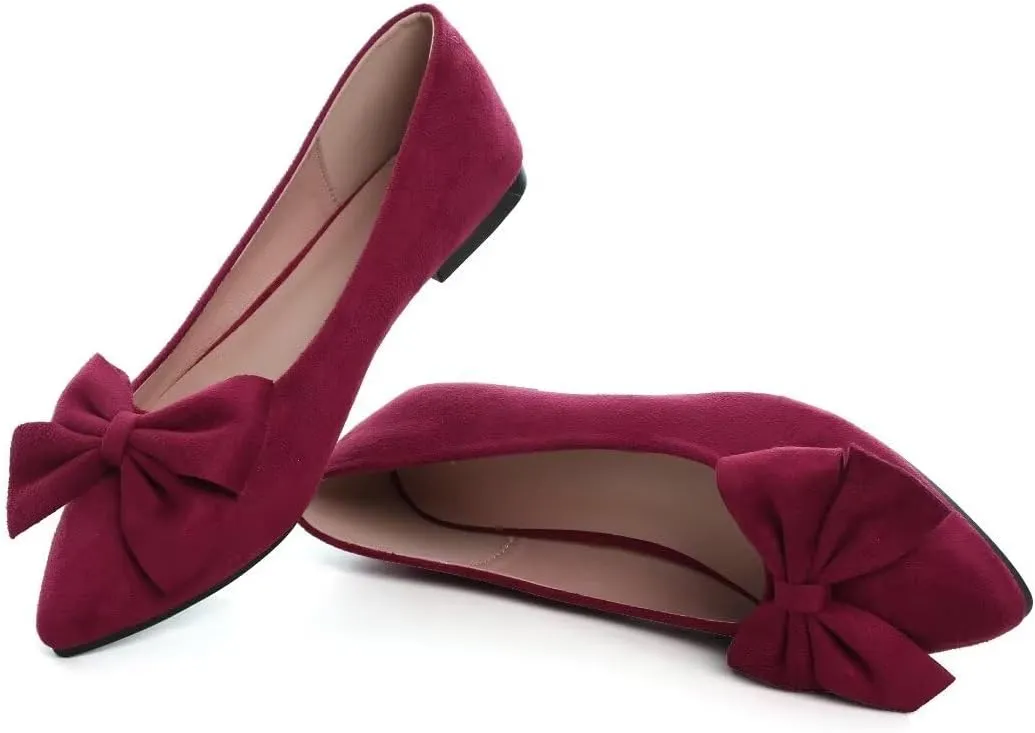 Stunner Womens Flats Fashion Pointed Toe Bowknot Ballet Flats Cute Slip On Dress Flats Comfortable Party Wedding Flats