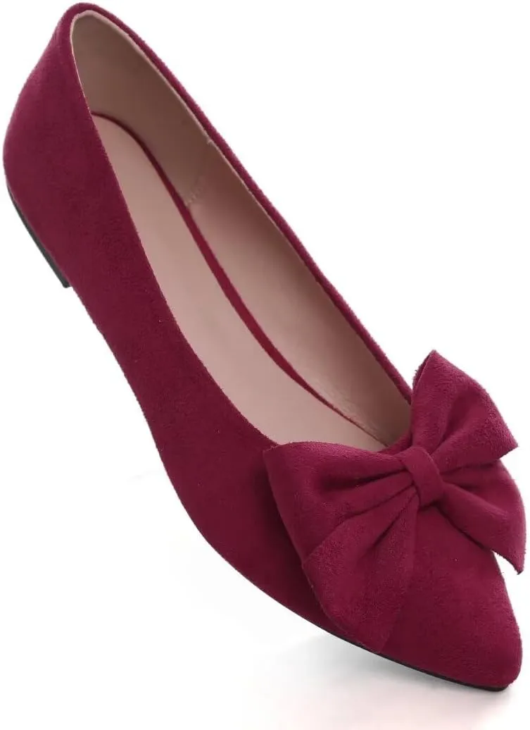 Stunner Womens Flats Fashion Pointed Toe Bowknot Ballet Flats Cute Slip On Dress Flats Comfortable Party Wedding Flats