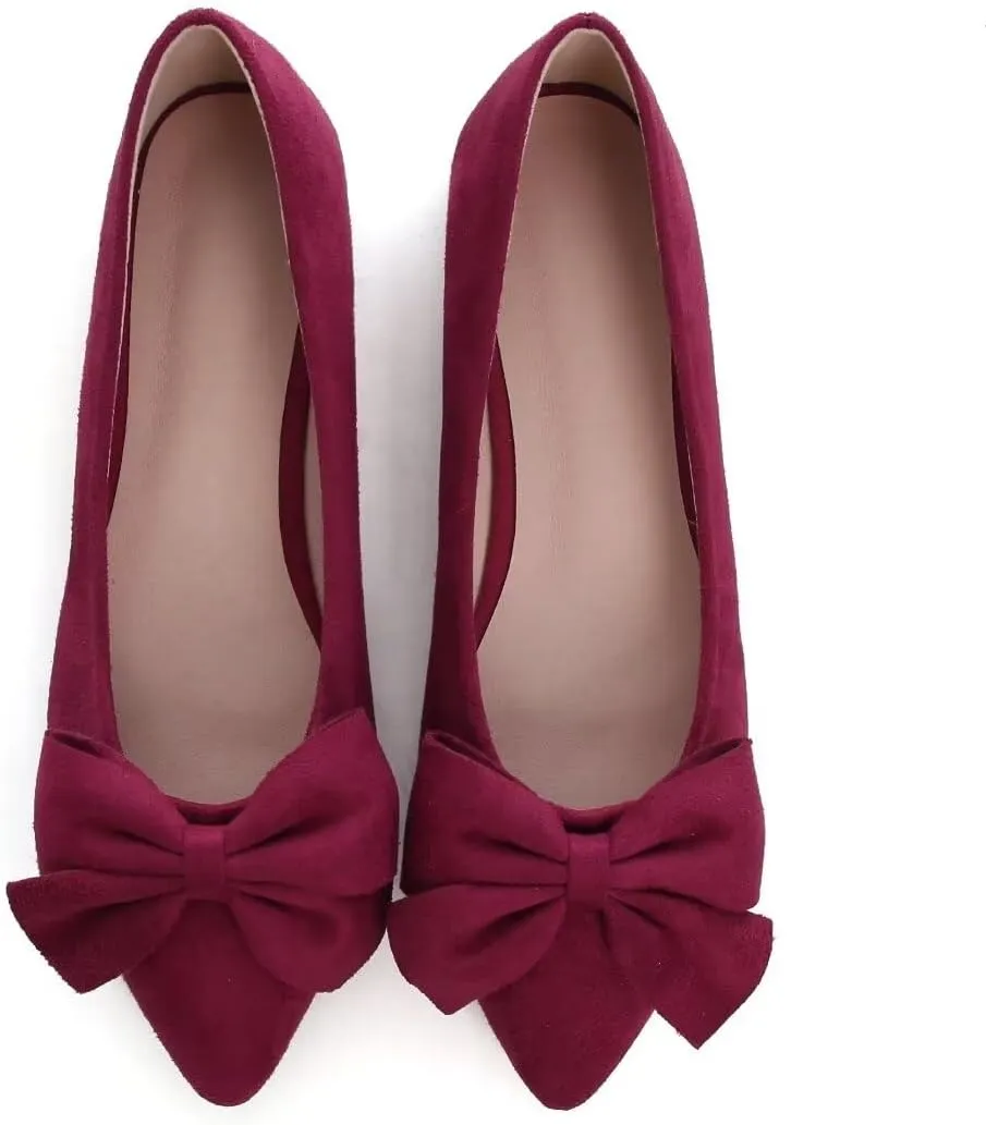 Stunner Womens Flats Fashion Pointed Toe Bowknot Ballet Flats Cute Slip On Dress Flats Comfortable Party Wedding Flats