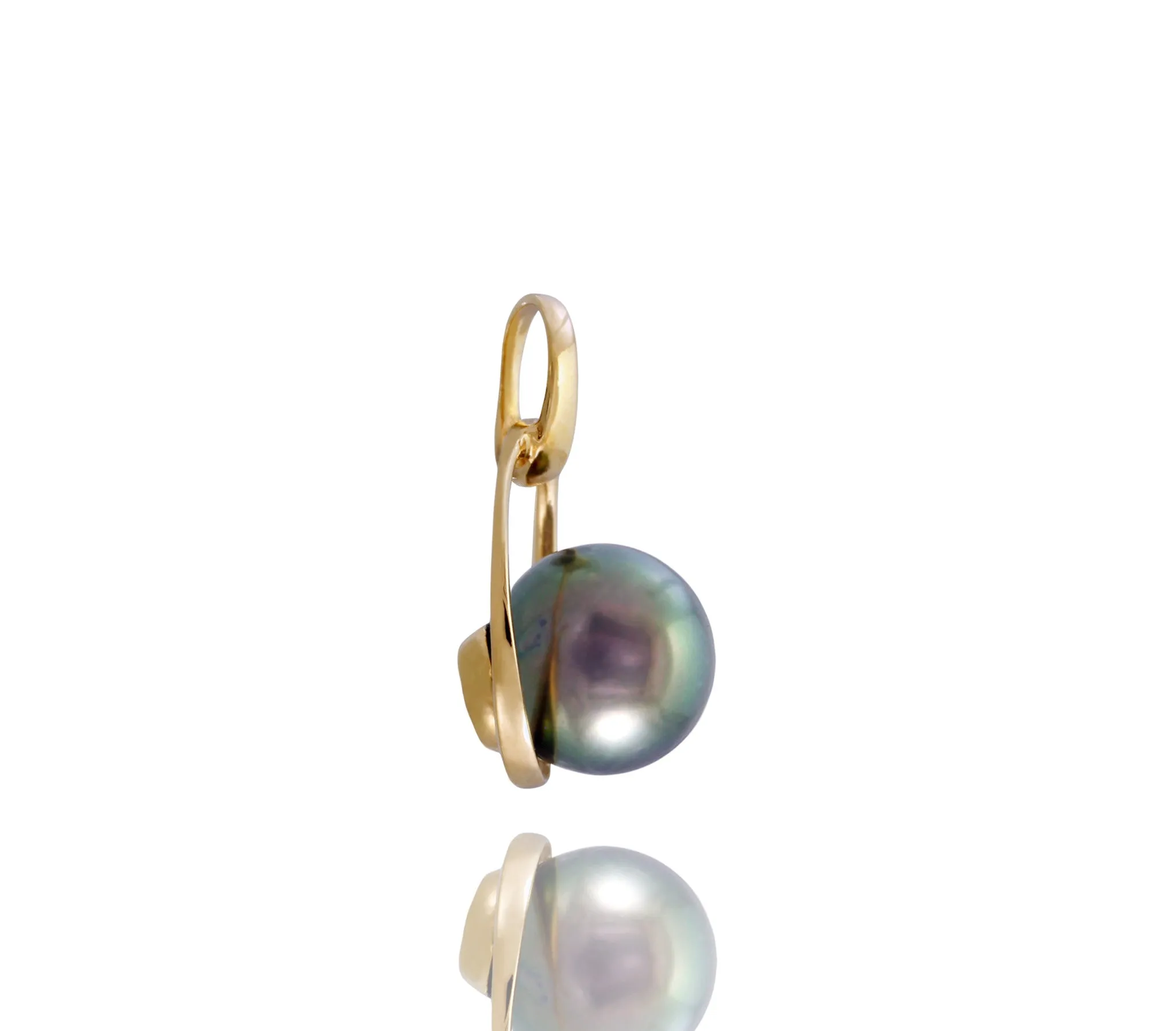 Tahitian pearl pendant 18k yellow gold - Circle of Life