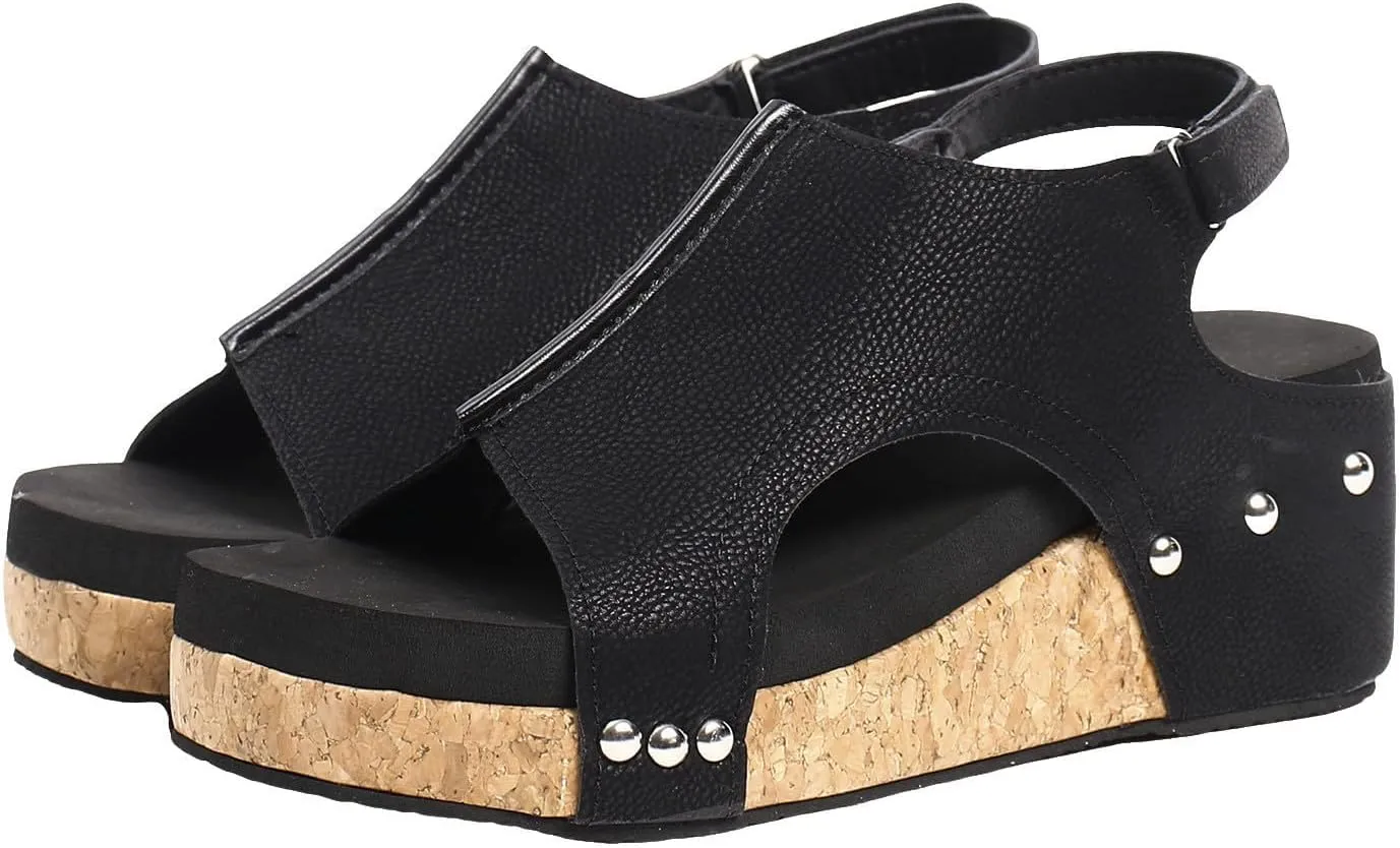 Wedge Sandals for Women 2025 Dressy Platform Sandals with Ankle Strap Open Toe Buckle Espadrilles Wedge Heels Boho Summer Beach Sandals Shoes Ladies Flats