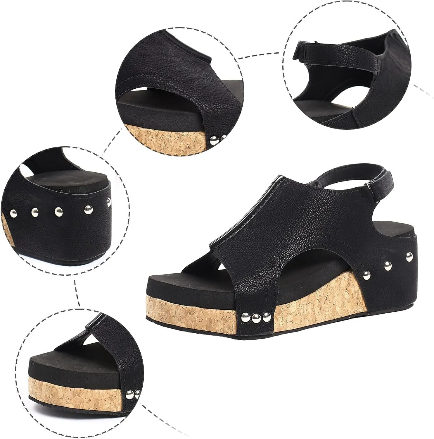 Wedge Sandals for Women 2025 Dressy Platform Sandals with Ankle Strap Open Toe Buckle Espadrilles Wedge Heels Boho Summer Beach Sandals Shoes Ladies Flats