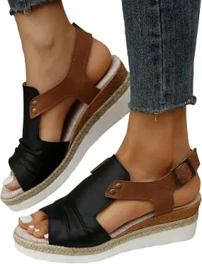 Wedge Sandals for Women Dressy, Women's Platform & Wedge Sandals Open Toe Buckle Ankle Strap Espadrilles Wedge Sandals, Summer Sandals for Women 2024 Beach Sandals Comfortable Casual Walking Sandals