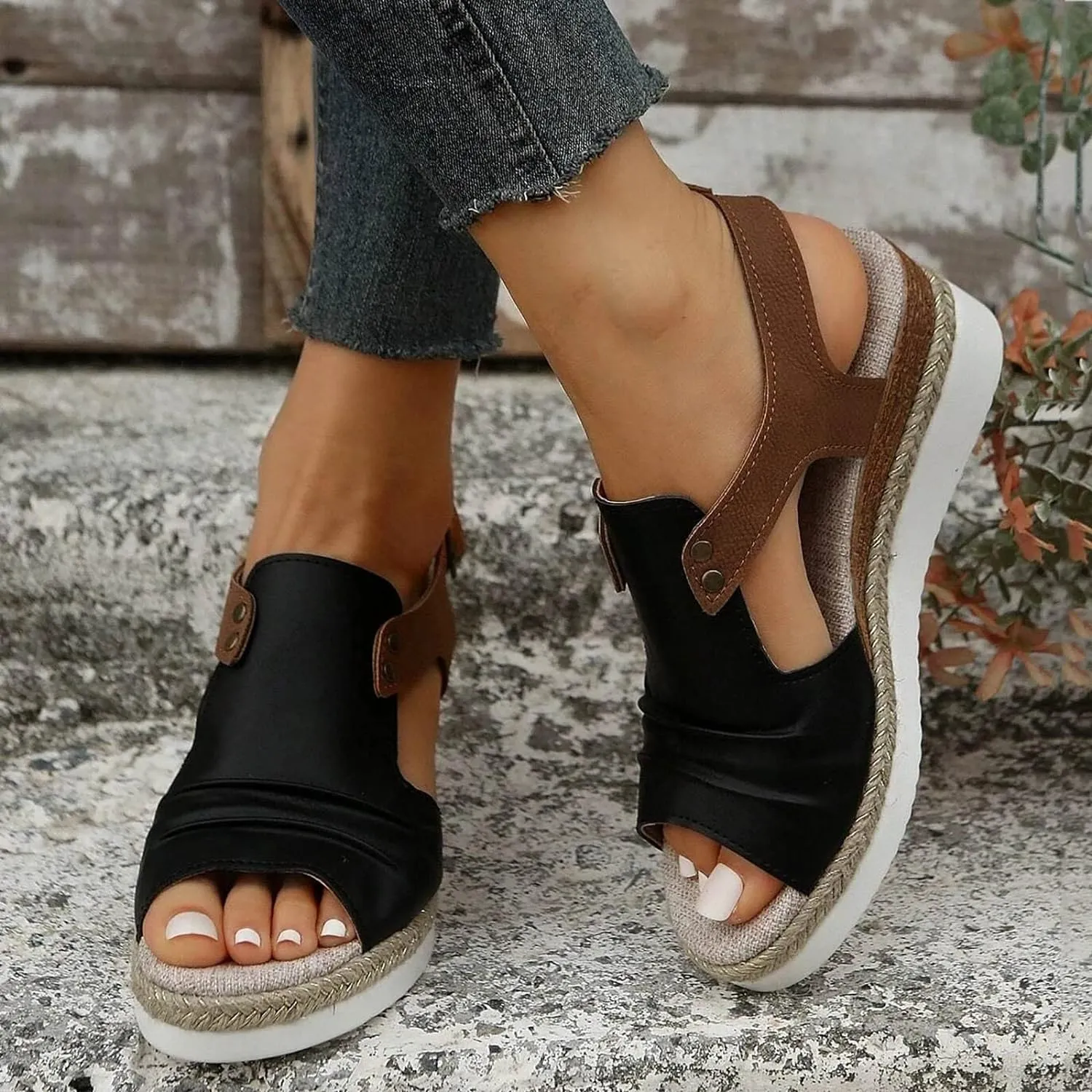 Wedge Sandals for Women Dressy, Women's Platform & Wedge Sandals Open Toe Buckle Ankle Strap Espadrilles Wedge Sandals, Summer Sandals for Women 2024 Beach Sandals Comfortable Casual Walking Sandals