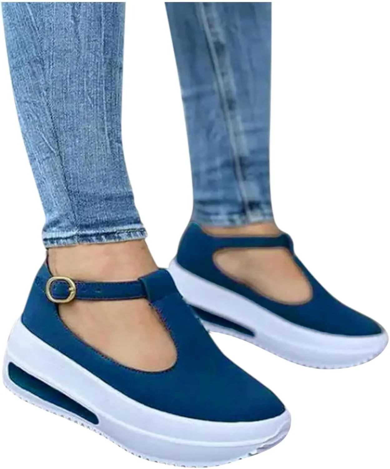 Wedge Sandals for Women Thick Bottom Flats with Arch Support Elastic Ankle Strap Hot Summer Beach Cushion Sandals