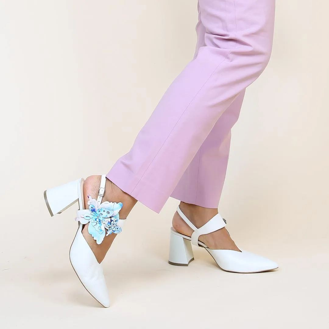 White V Mule   Butterfly Elsie Strap