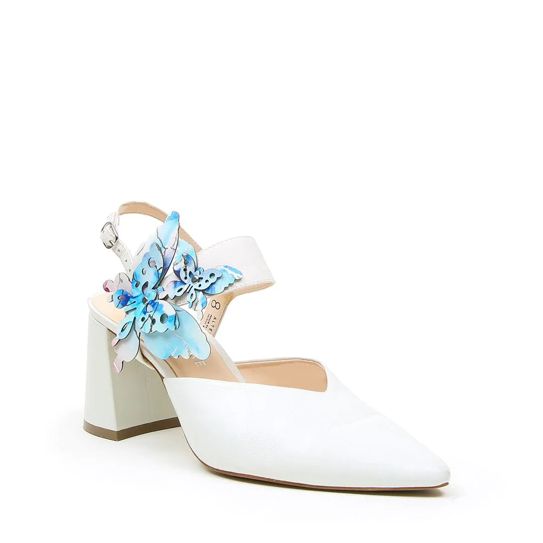 White V Mule   Butterfly Elsie Strap