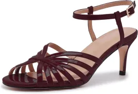 Women's Black and Gold Heels  Strappy Patent Leather Open Toe Sandals with Ankle Strap  Elegant High Heels for Party, Wedding, or Evening