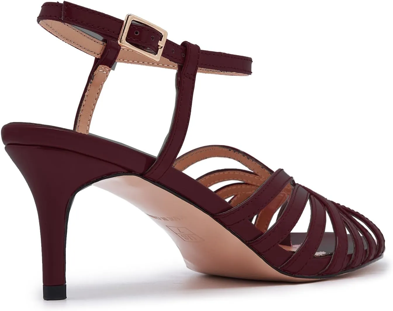 Women's Black and Gold Heels  Strappy Patent Leather Open Toe Sandals with Ankle Strap  Elegant High Heels for Party, Wedding, or Evening