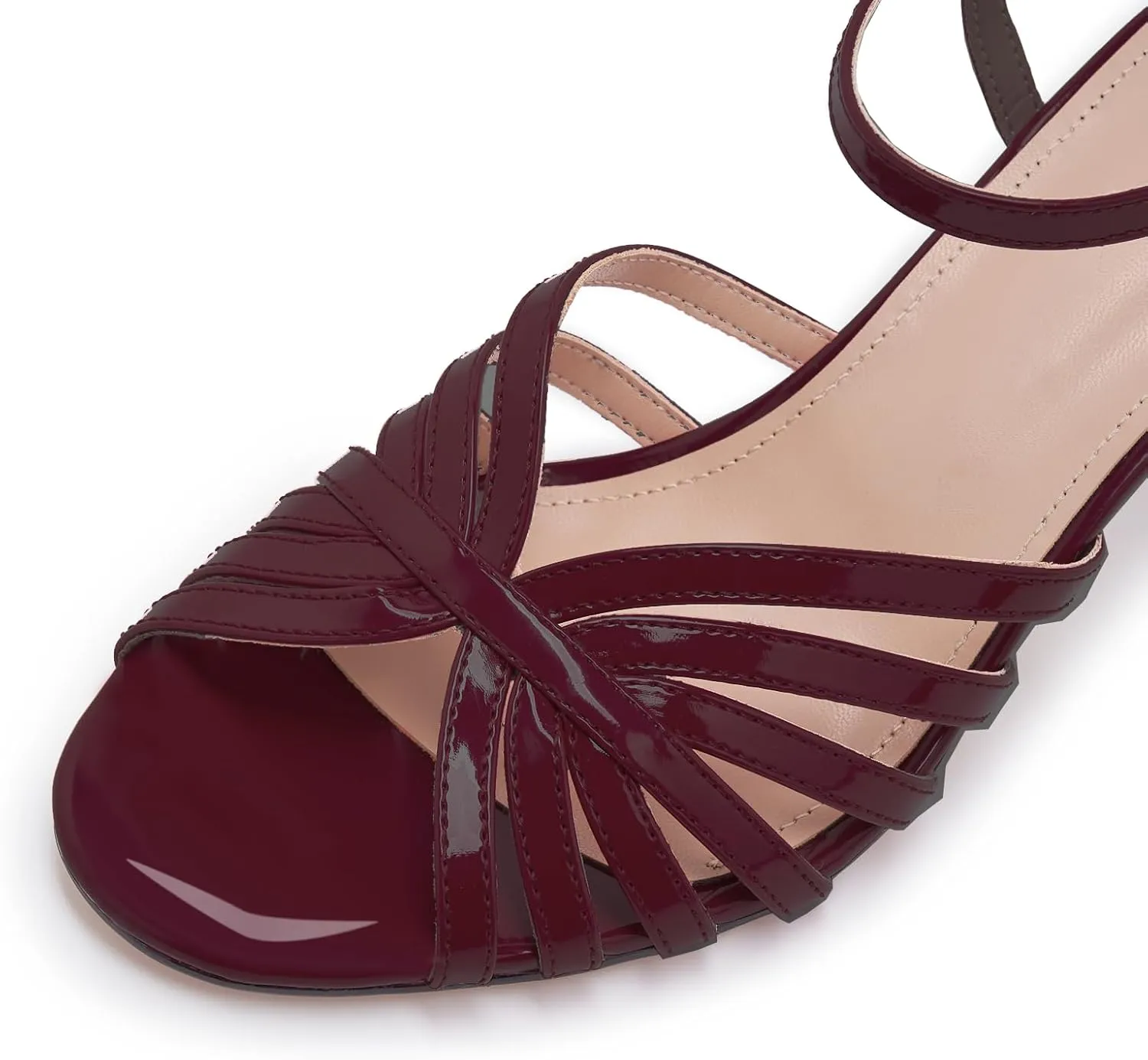 Women's Black and Gold Heels  Strappy Patent Leather Open Toe Sandals with Ankle Strap  Elegant High Heels for Party, Wedding, or Evening