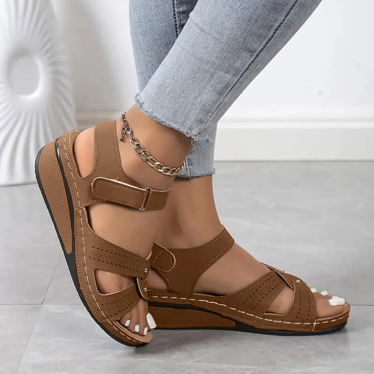 Women's Fashion Casual Vacation Wedge Platform Sandals 2025 Summer Lightweight Comfortable Wedge Sandals for Women Shoes Wide Width Low Heel Wedding Party Dress Shoes