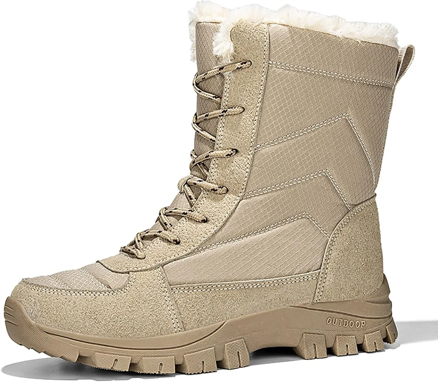 Women's Outdoor Snow Boots Plush Insulated Winter Boots Lace Up Walking Boots Thick Bottom Non Slip Boots