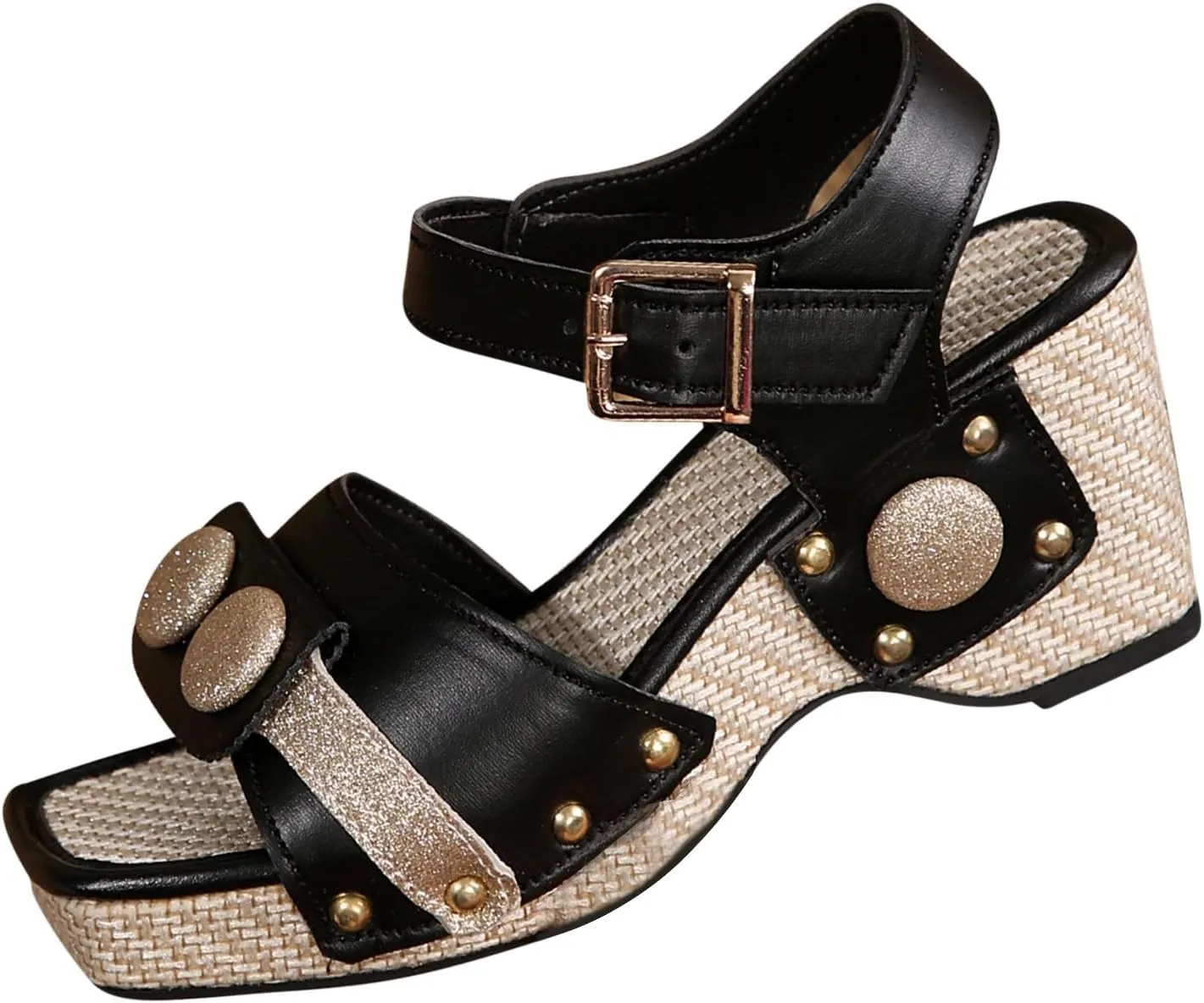 Womens Platform Wedge Sandal Adjustable Strap Casual Comfortable Low Heel Summer Sandals Chunky High Heel Sandals