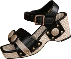 Womens Platform Wedge Sandal Adjustable Strap Casual Comfortable Low Heel Summer Sandals Chunky High Heel Sandals