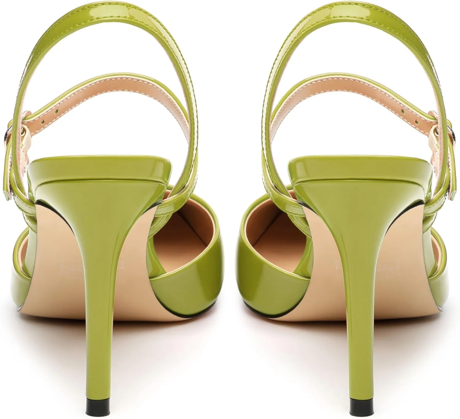 Women's Slingback Pumps, Pointed Toe Stiletto High Heels Ankle Strap Heeled Sandals Party Wedding Dress Shoes 3.35 Inch