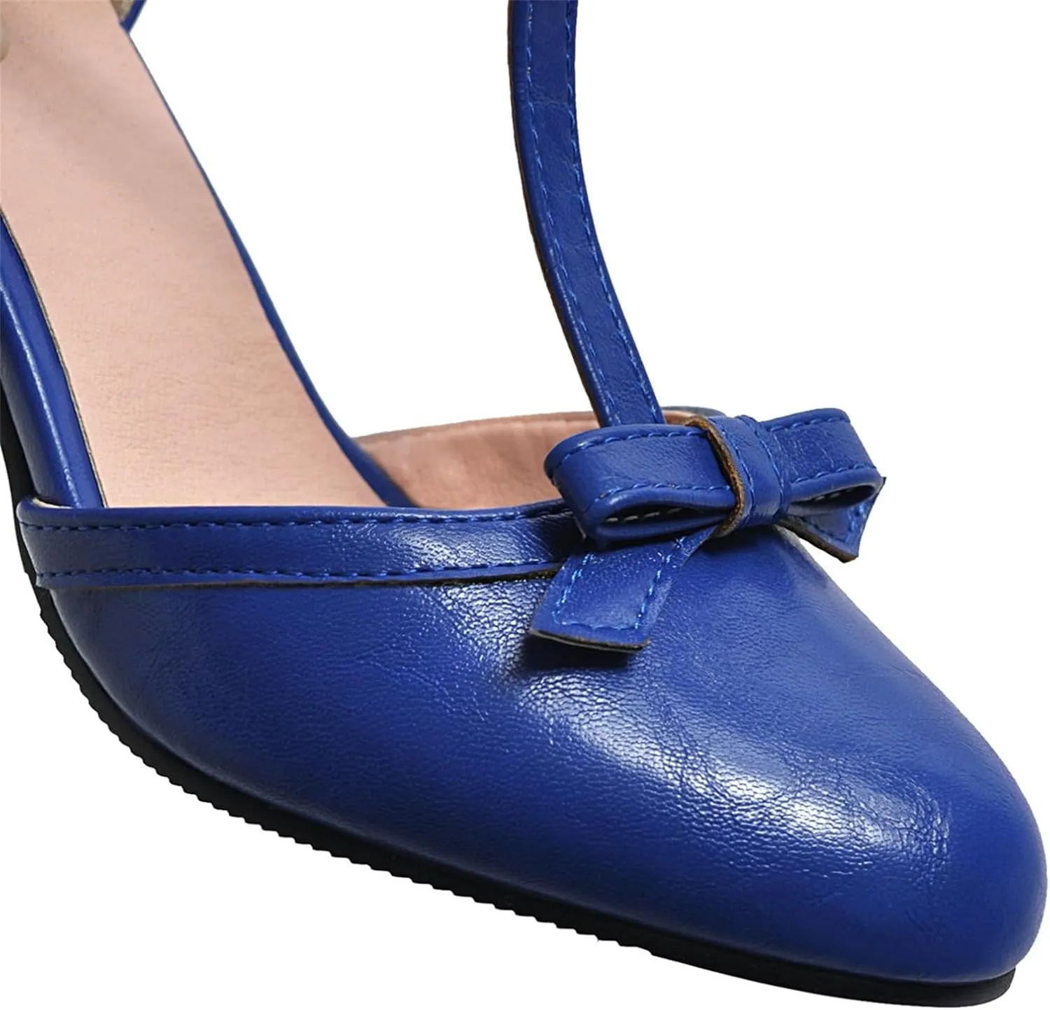 Women's Sweet Bow D'Orsay Pointed Closed Toe Pumps Buckle T-Strap Loafers Comfortable Chunky Mid Heels Office Concise Cosplay Work Casual Mary Jane Daily Wear Fashion Business Dress Shoes