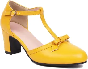Women's Sweet Bow D'Orsay Pointed Closed Toe Pumps Buckle T-Strap Loafers Comfortable Chunky Mid Heels Office Concise Cosplay Work Casual Mary Jane Daily Wear Fashion Business Dress Shoes