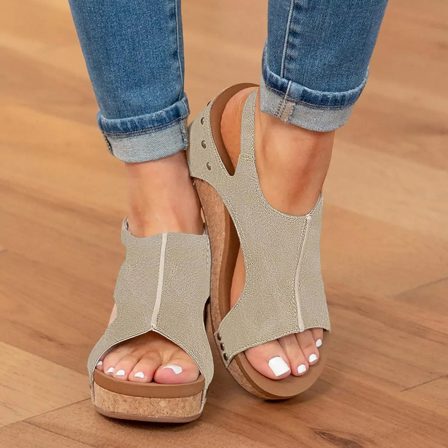 Yanzhenglip 2025 New Platform Sandals with Ankle Strap Open Toe Wedge Sandals for Women Wedge Sandals Platform Wedge Sandal Open Toe Sandals Dressy Summer Shoes