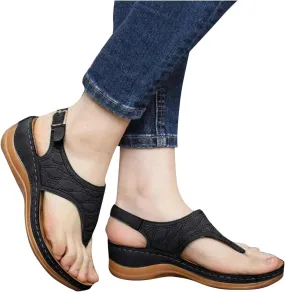 ZBYY Women's Summer Sandals Casual Comfort Flip Flops Wedge Shoes Ankle Strap Flat Dress Outdoor Platform Beach Sandals