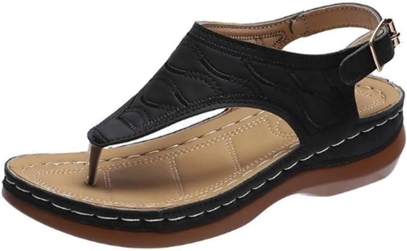 ZBYY Women's Summer Sandals Casual Comfort Flip Flops Wedge Shoes Ankle Strap Flat Dress Outdoor Platform Beach Sandals
